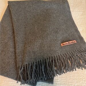 Acne Studios Charcoal Fringe Wool Scarf